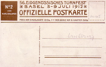 Postkarte von Karl Ballmer, 1912: Eidgenössisches Turnfest Basel Postkarte von Karl Ballmer, 1912: Eidgenössisches Turnfest Basel