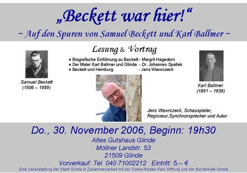 Plakat zu ‘Beckett trifft Ballmer’ Plakat zu ‘Beckett trifft Ballmer’